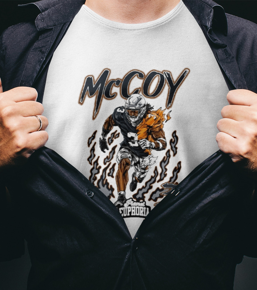 McCoy Euphoria Gridiron Burner Football Player Flames T-Shirt