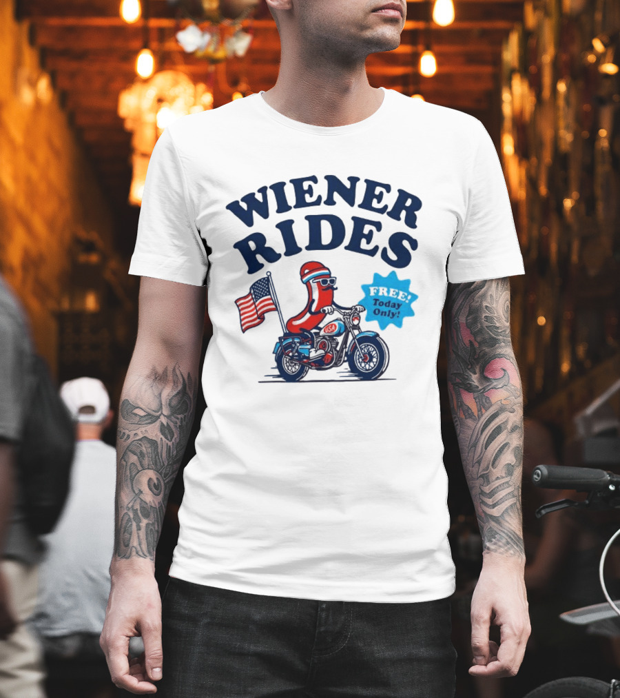 Wiener Rides 4th Of July Sausage Driving Motorbike Free Today Only 250th Anniversary T-Shirt