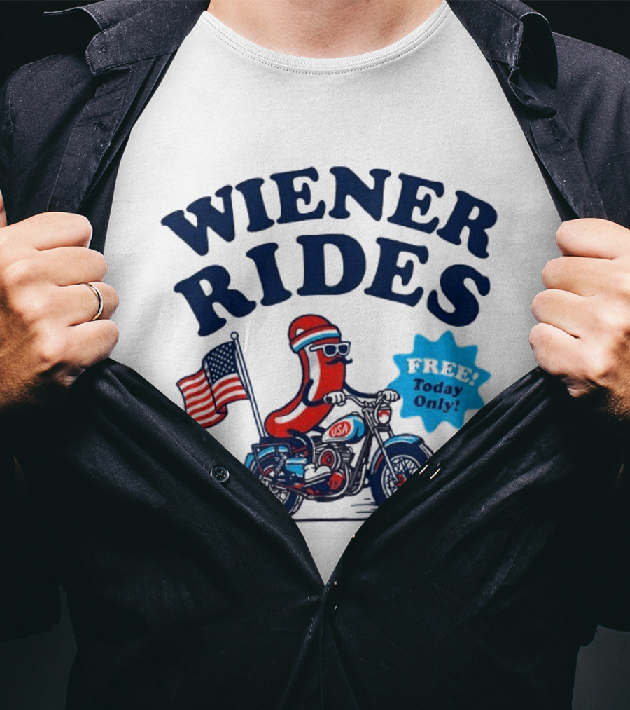 Wiener Rides 4th Of July Sausage Driving Motorbike Free Today Only 250th Anniversary T-Shirt