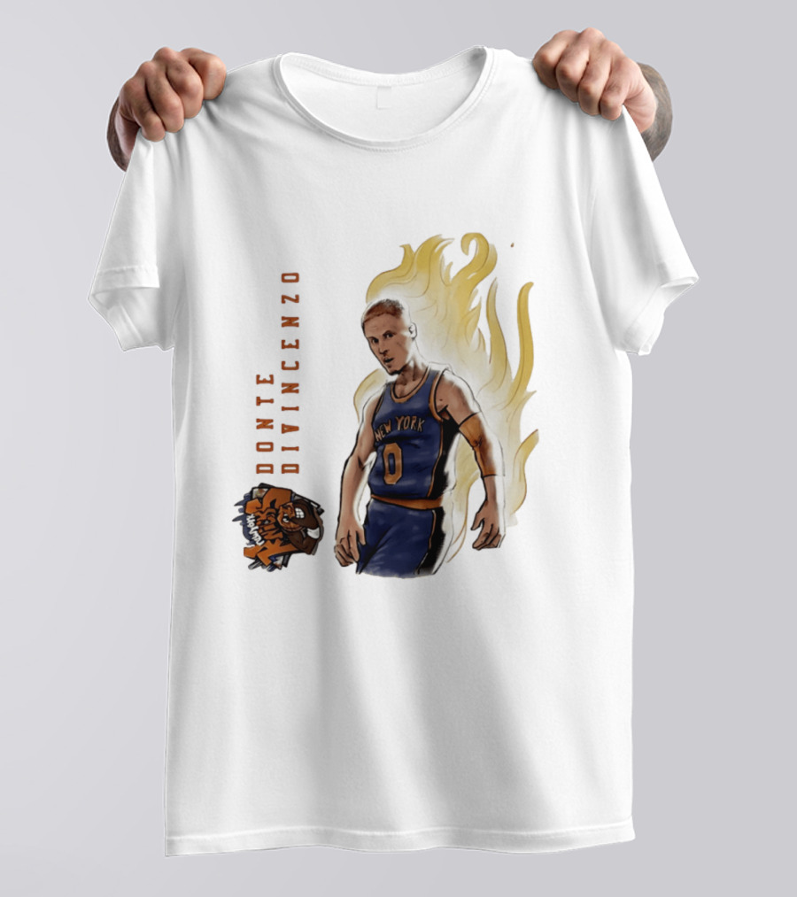 Donte DiVincenzo New York Knicks Flaming Basketball Inferno T-Shirt