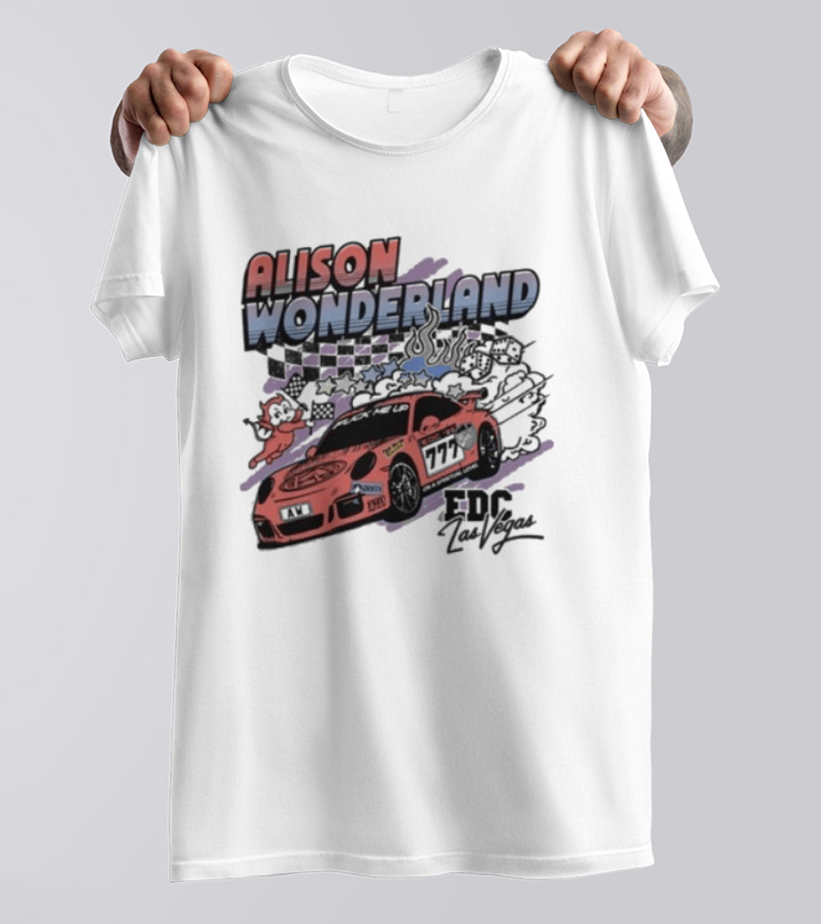 Alison Wonderland Racing 777 EDC Las Vegas Checkered Pink Car T-Shirt