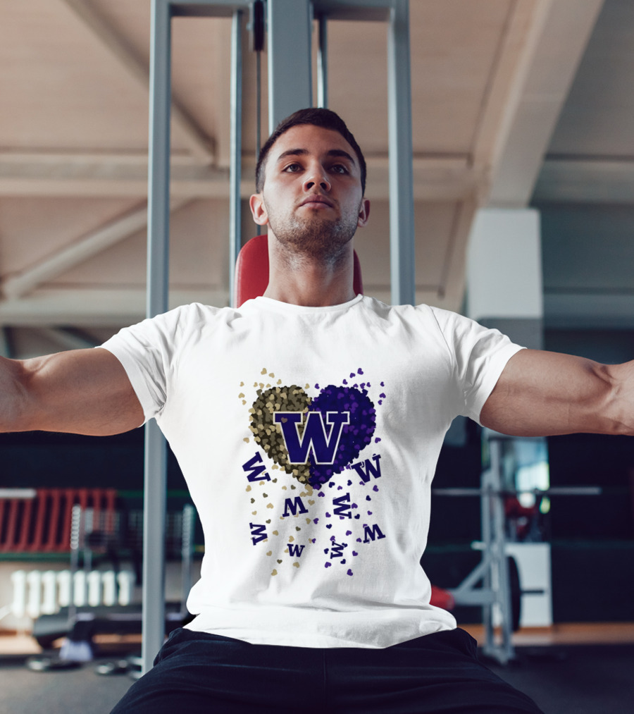 W Washington Huskies Heart 2026 Football Celebration T-Shirt