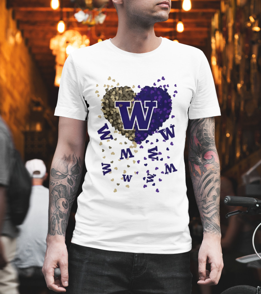 W Washington Huskies Heart 2026 Football Celebration T-Shirt