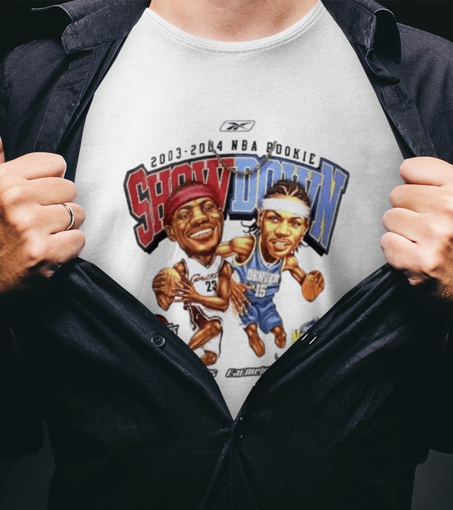 2003 2004 NBA Rookie Showdown LeBron James Carmelo Anthony Cavaliers Nuggets T-Shirt