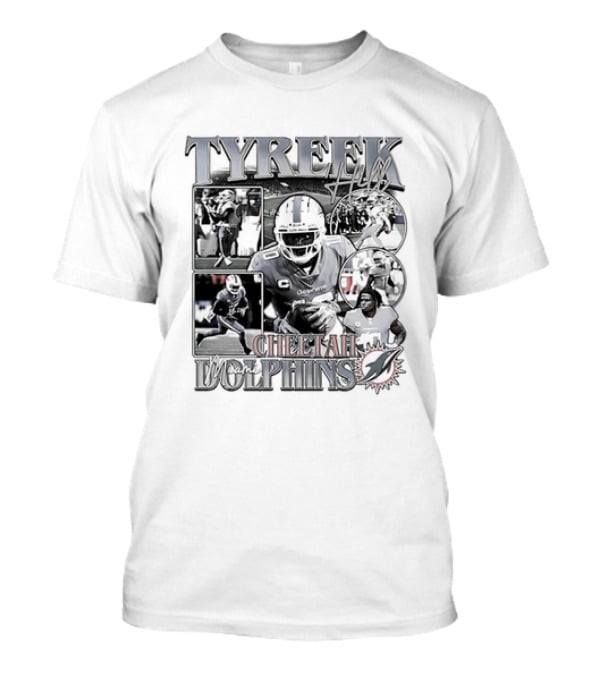 Tyreek Hill Cheetah Miami Dolphins Retro 90s Bootleg Football Player T-Shirt