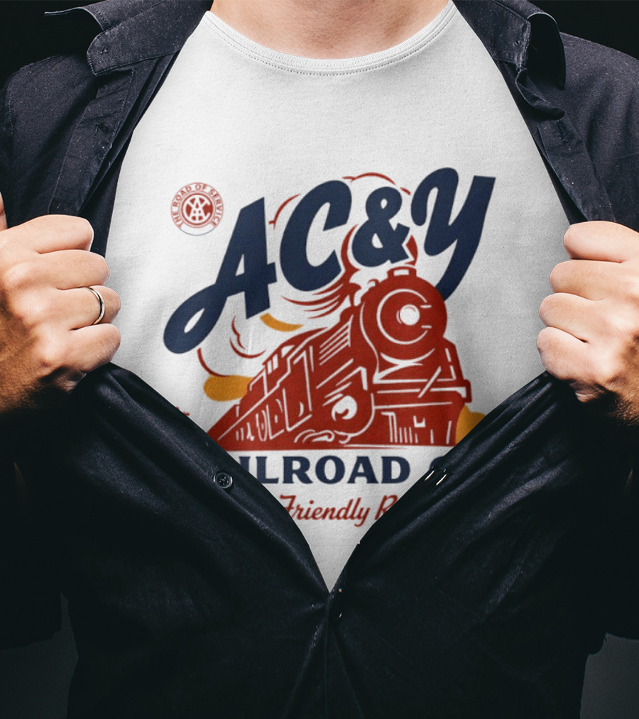 AC&Y Railroad Co. The Friendly Road Vintage Locomotive T-Shirt