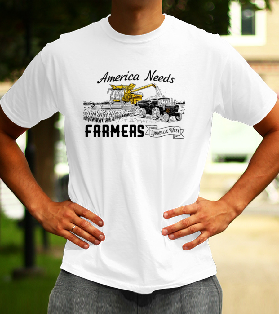 America Needs Farmers Lunabelle West Tractor Combine Harvesting T-Shirt