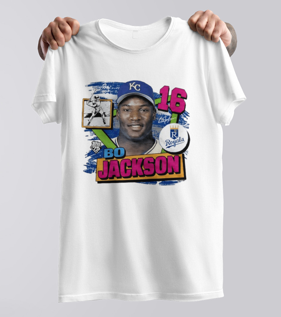 Bo Jackson 16 Kansas City Royals Topps 75 Vintage Baseball Memorabilia T-Shirt