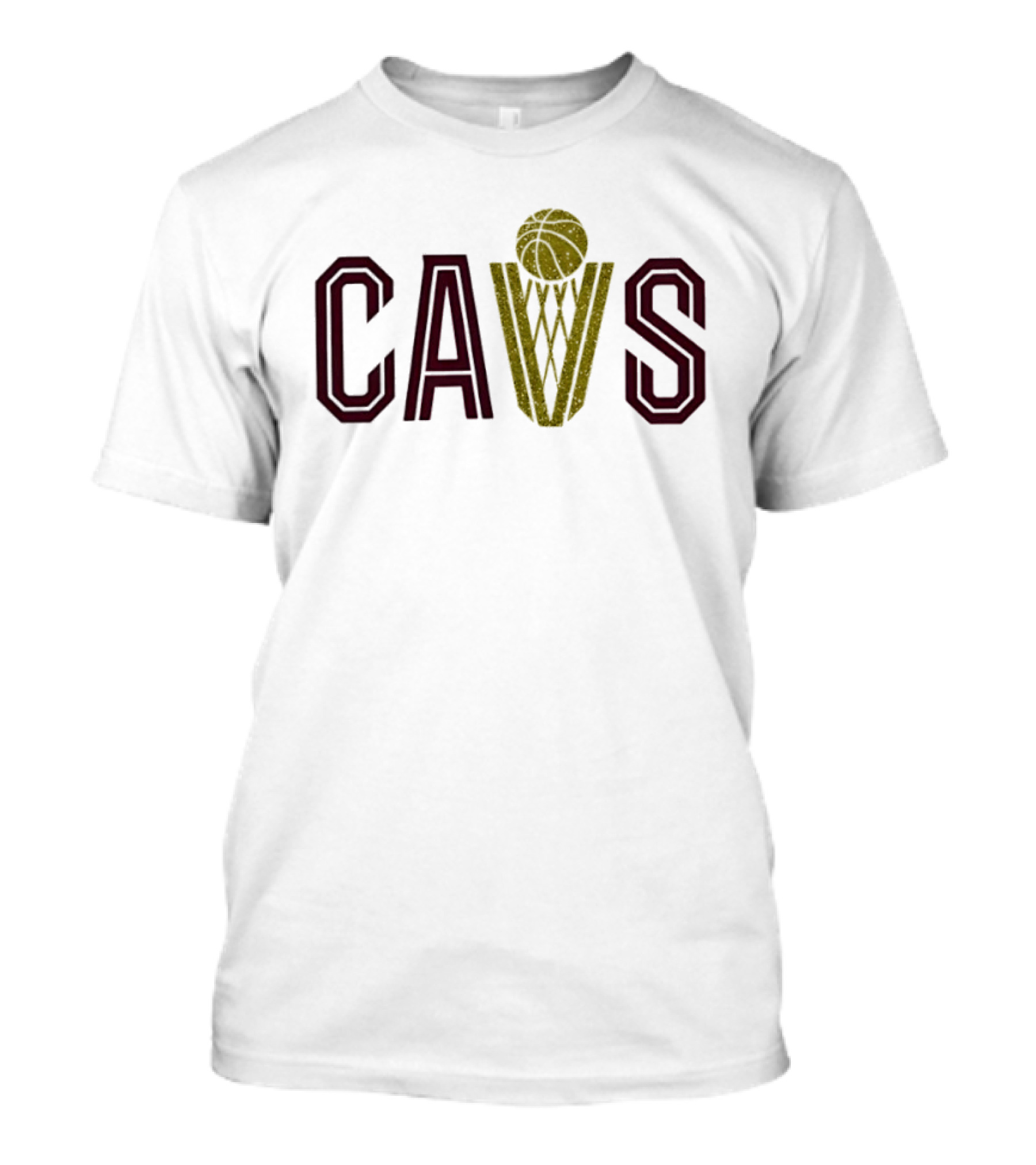 CAVS Gold Glitter Basketball Trophy Net T-Shirt