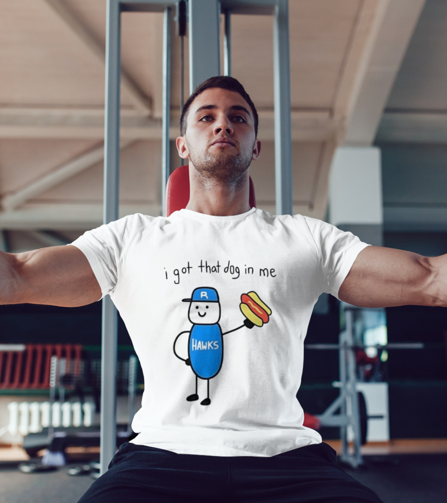 Edmonton Riverhawks I Got That Dog In Me Hot Dog Baseball Stick Figure T-Shirt