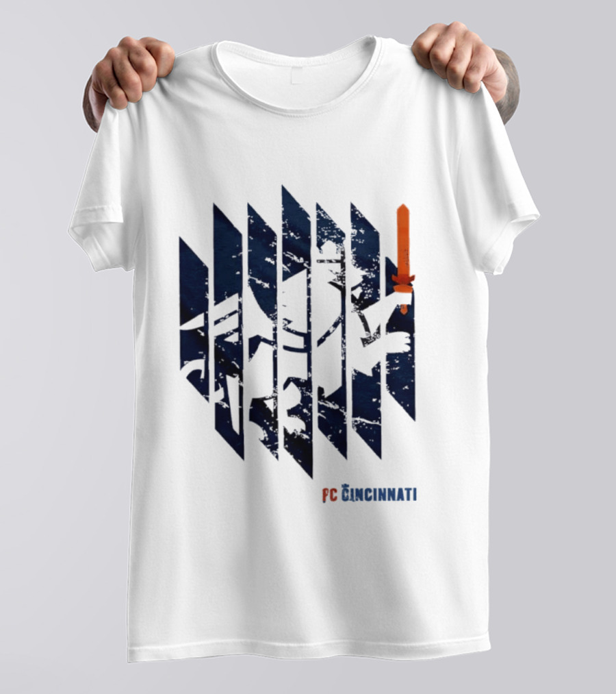FC Cincinnati Sheared Lion Football Fans Iconic Bold Striped Image T-Shirt