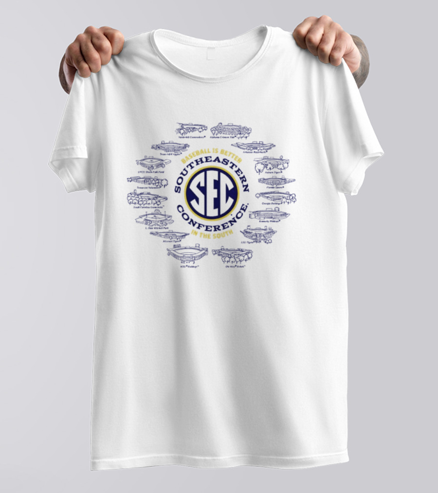 Southeastern Conference Baseball Stadiums MSU SEC Member Universities T-Shirt