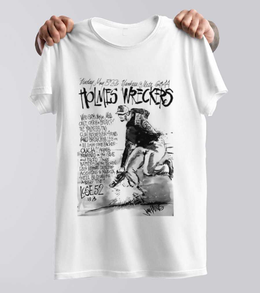 Holmes Wreckers New York Mets Baseball Pitcher Clay Holmes T-Shirt