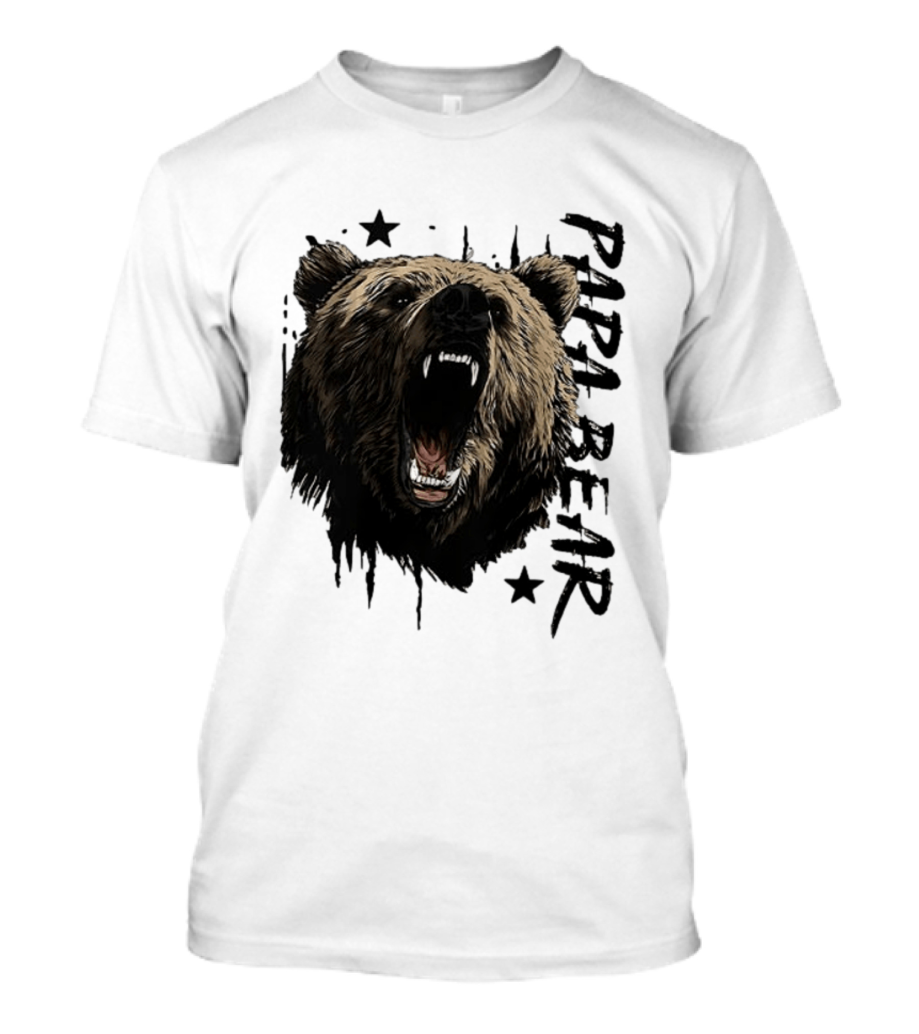 Papa Bear Distressed Flag Bold Grizzly Roar Father's Day T-Shirt