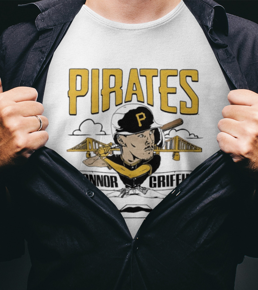 Pittsburgh Pirates Konnor Griffin Caricature Swing With Bridges T-Shirt