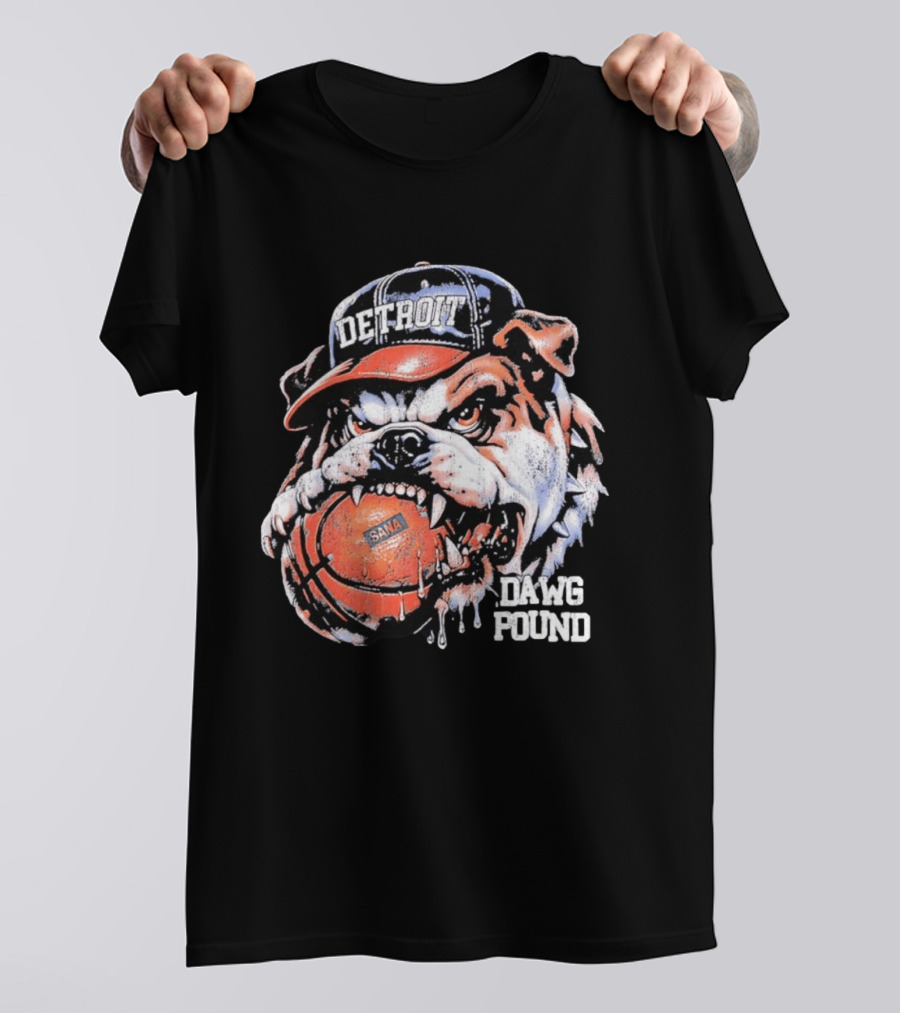 Detroit Bulldog Holding Basketball Dawg Pound T-Shirt