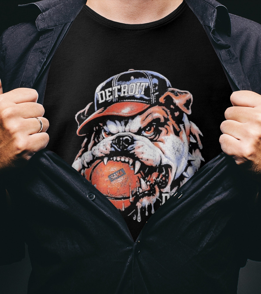 Detroit Bulldog Holding Basketball Dawg Pound T-Shirt