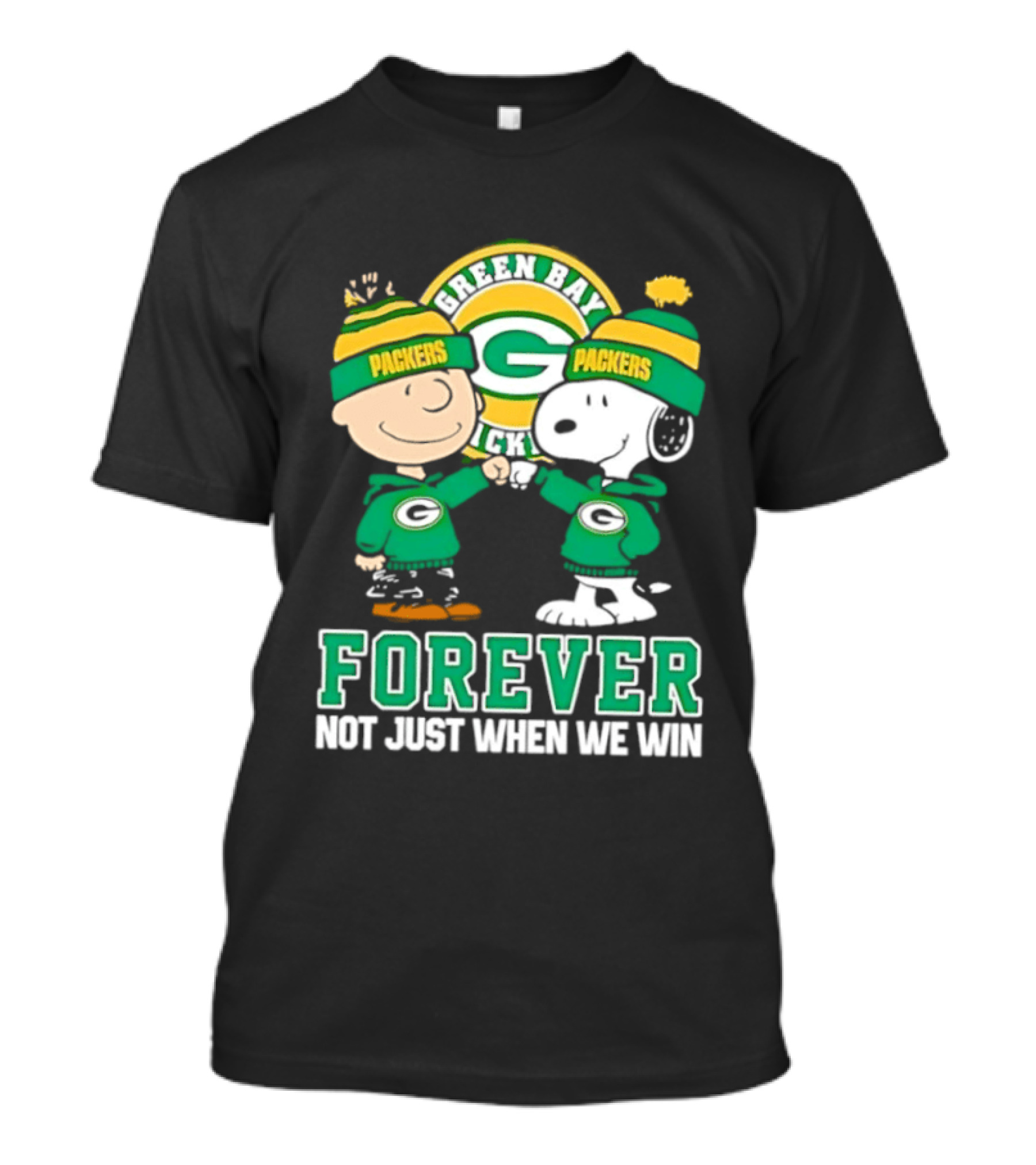 Peanuts Charlie Brown Snoopy Green Bay Packers Forever Not Just When We Win T-Shirt