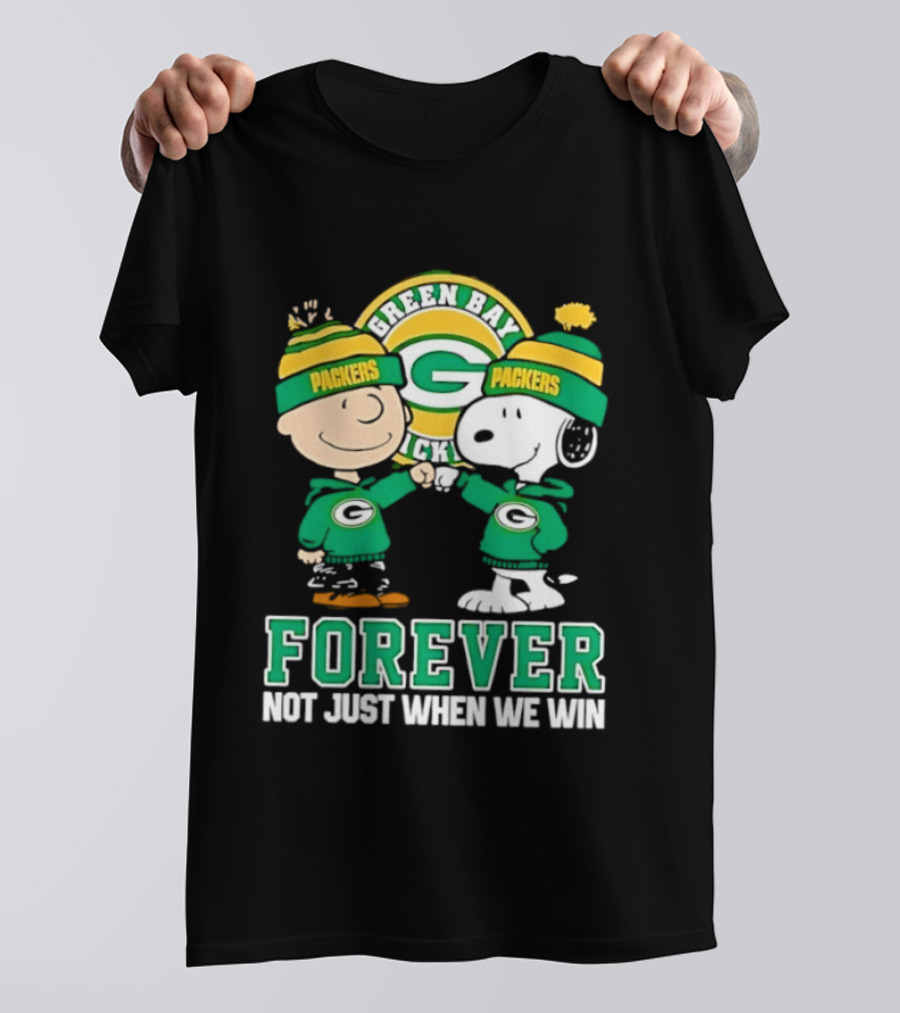 Peanuts Charlie Brown Snoopy Green Bay Packers Forever Not Just When We Win T-Shirt