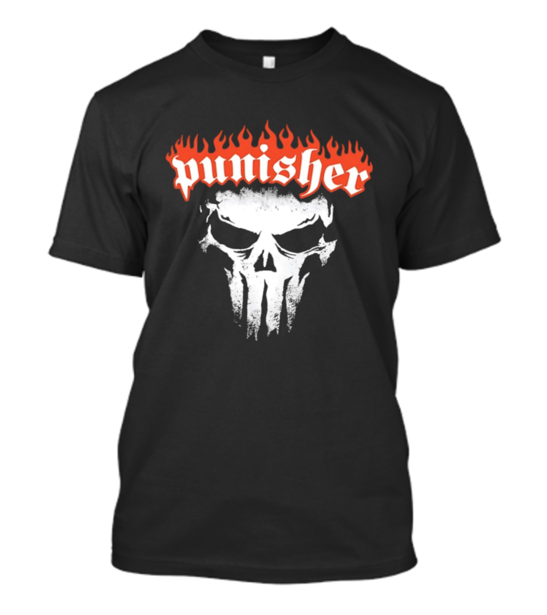 Punisher Skull Flame Graphic With Fiery T-Shirt