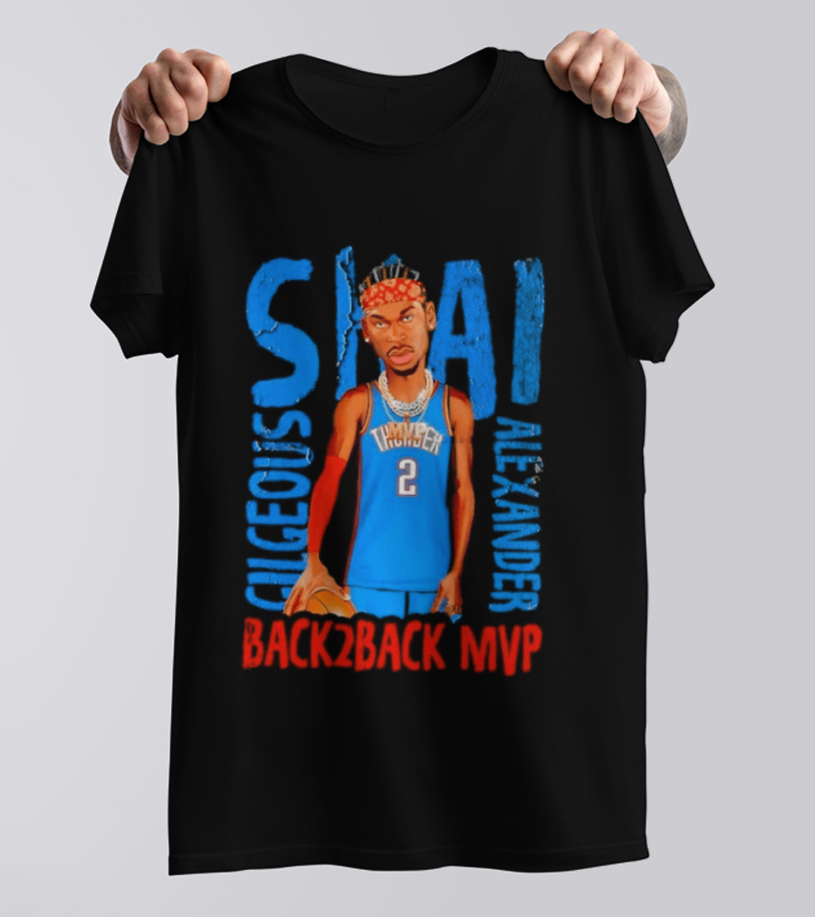 Shai Gilgeous Alexander Back 2 Back MVP Oklahoma City Basketball Player Number 2 T-Shirt