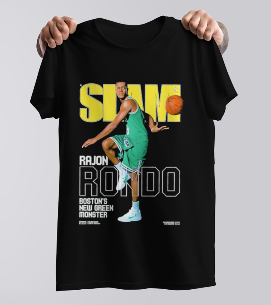 Slam Magazine Cover Rajon Rondo Boston New Green Monster Basketball T-Shirt