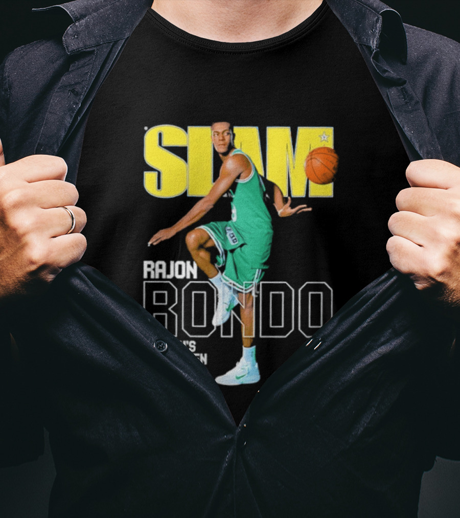 Slam Magazine Cover Rajon Rondo Boston New Green Monster Basketball T-Shirt