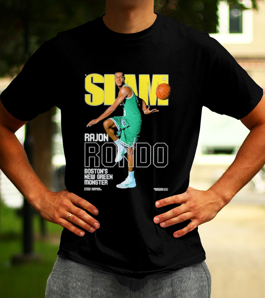 Slam Magazine Cover Rajon Rondo Boston New Green Monster Basketball T-Shirt