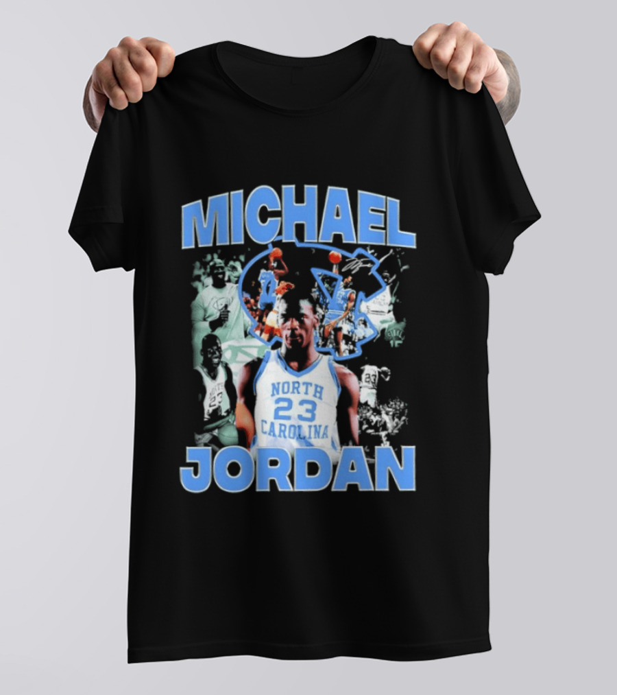 Michael Jordan 23 North Carolina Tar Heels Basketball Iconic Blue And White T-Shirt