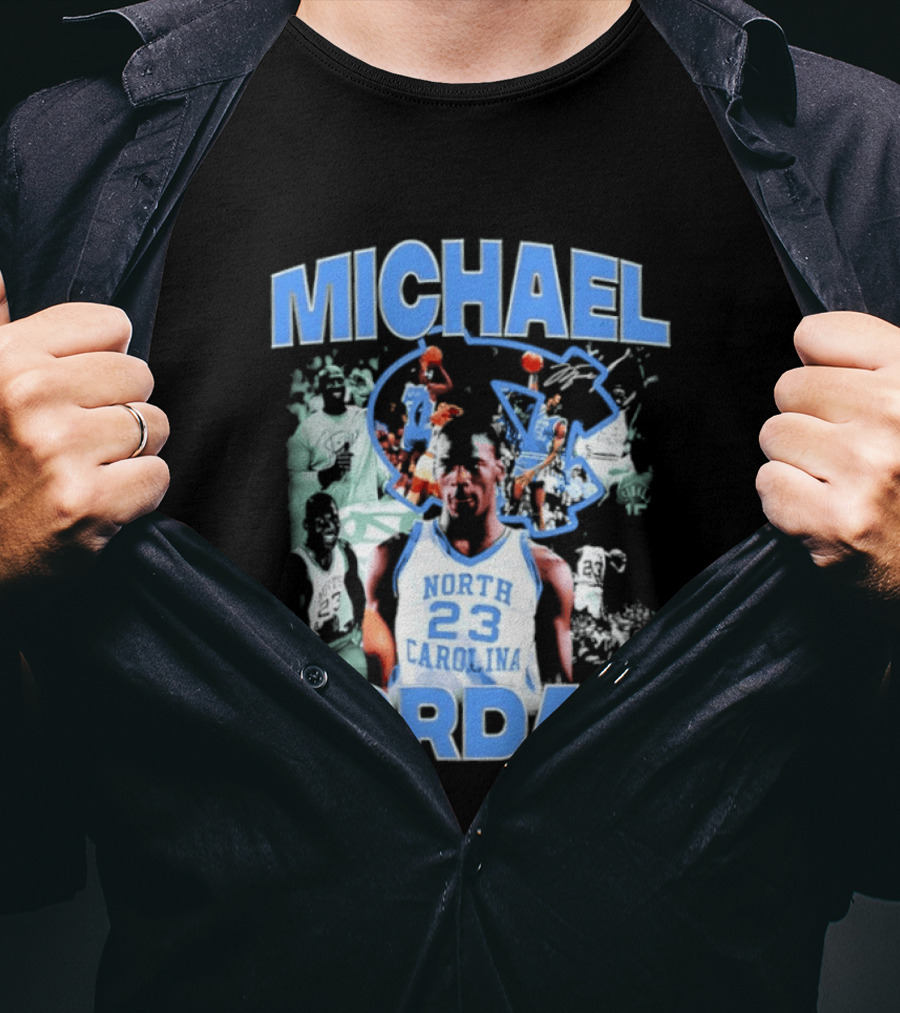 Michael Jordan 23 North Carolina Tar Heels Basketball Iconic Blue And White T-Shirt