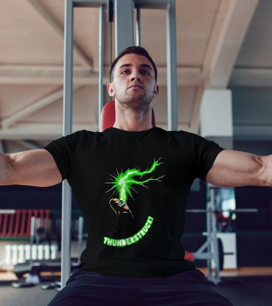 Thunderstruck Green Lightning Female Wrestler Power Burst T-Shirt