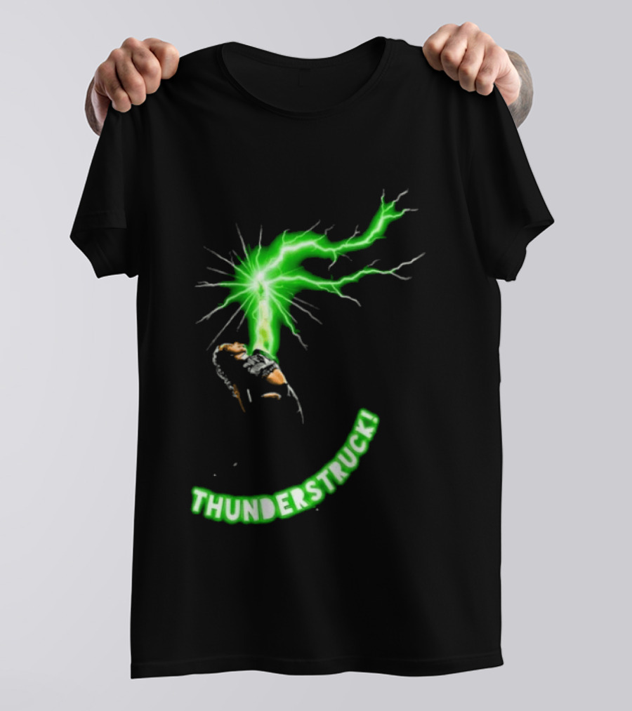 Thunderstruck Green Lightning Female Wrestler Power Burst T-Shirt