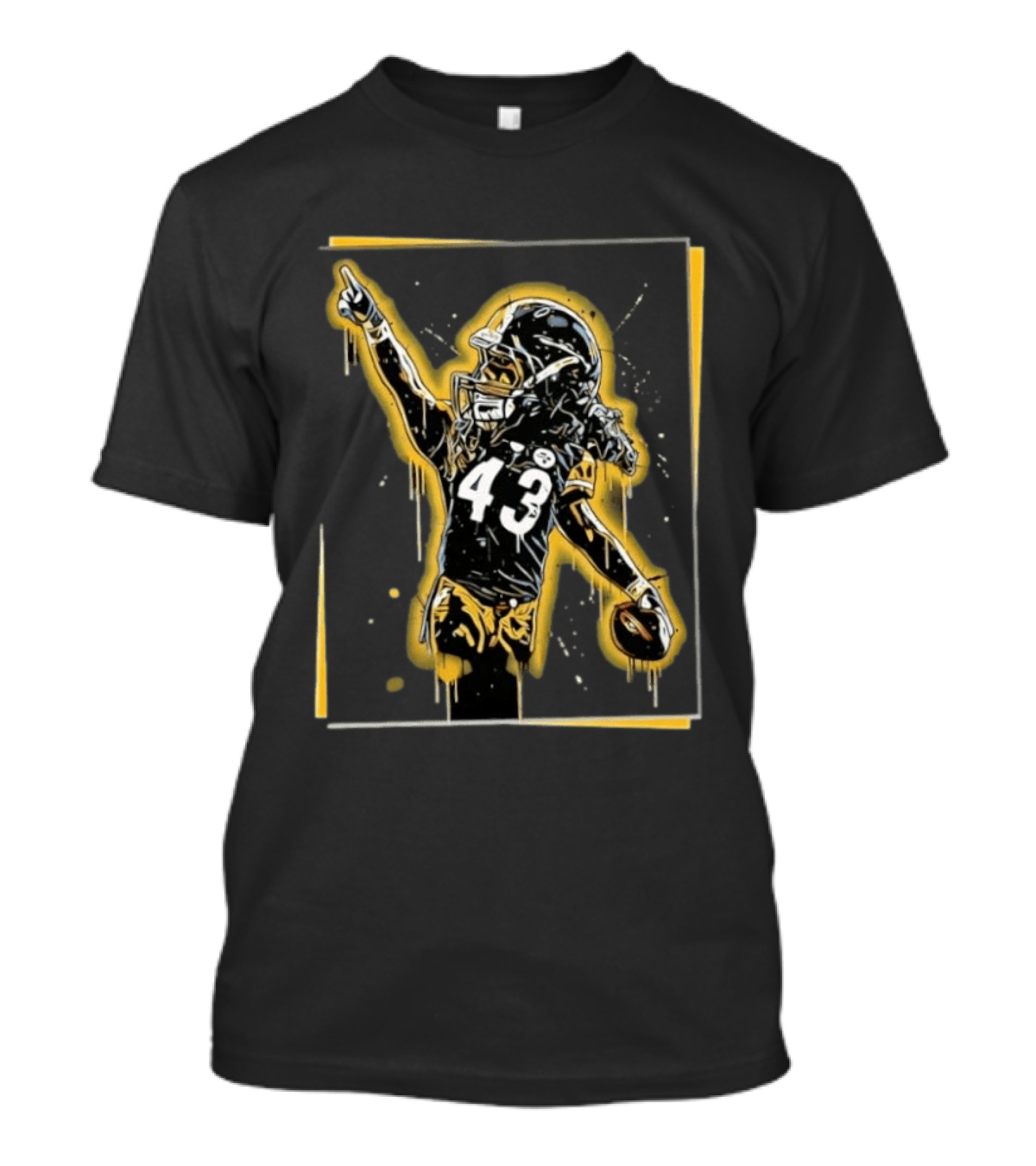 Troy Polamalu Pittsburgh Steelers 43 Splatter Paint Art Football T-Shirt