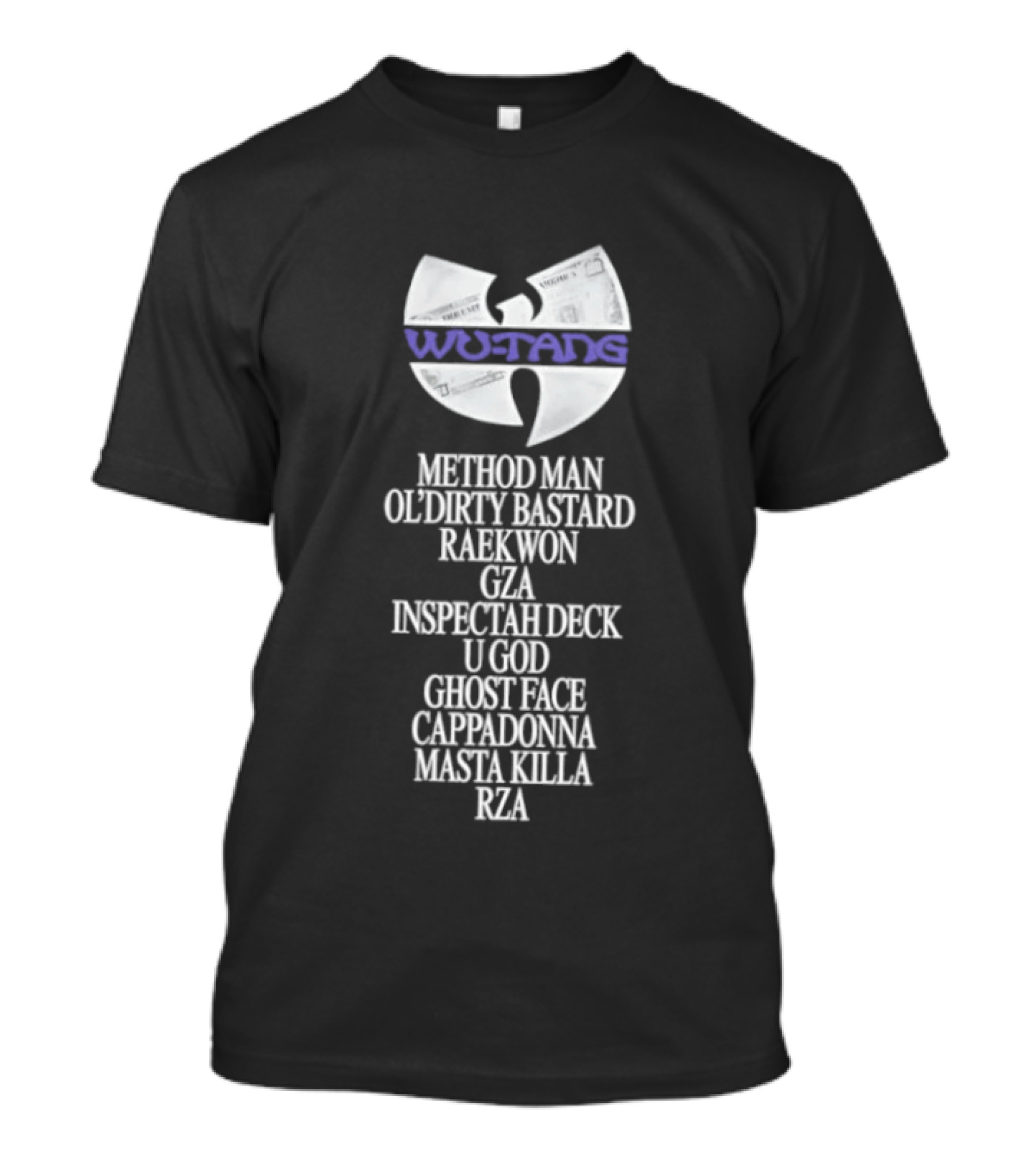 Wu Tang Clan Symbol With Members Method Man Ol Dirty Bastard Raekwon Ghostface Killah Inspectah Deck U God GZA Cappadonna Masta Killa RZA T-Shirt