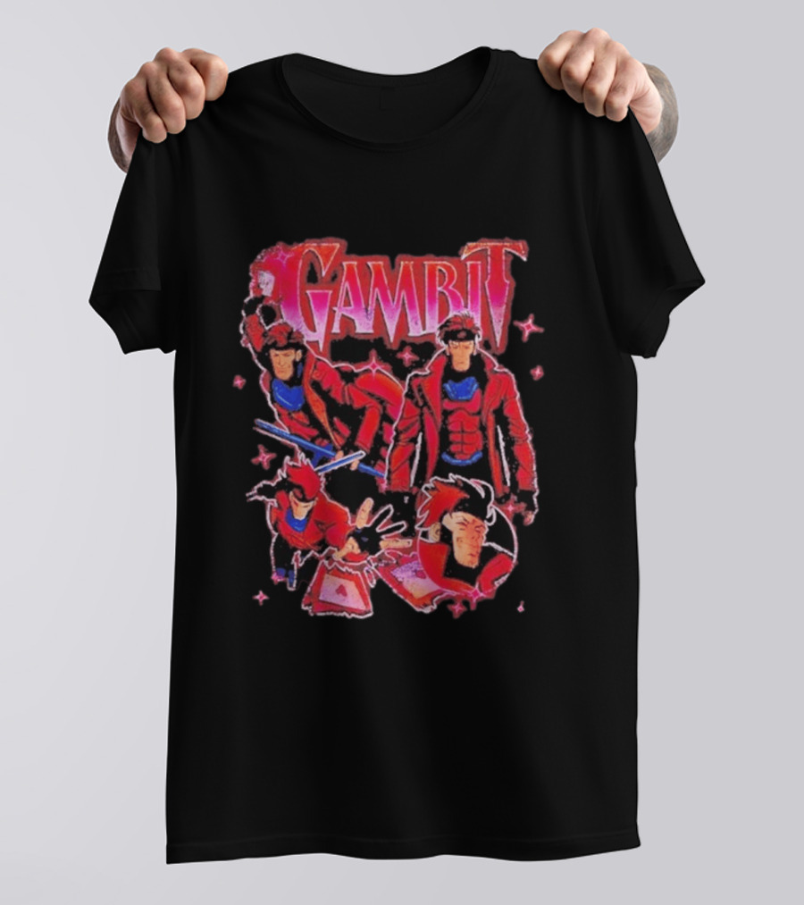 Marvel X Men Gambit Red Jacket Blue Scarf Playing Cards T-Shirt