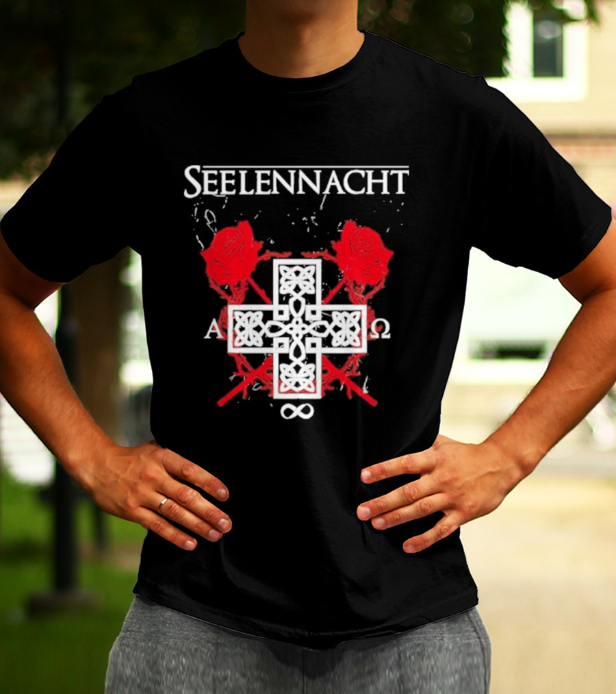 Seelennacht Celtic Cross Red Roses Alpha Omega Infinity T-Shirt