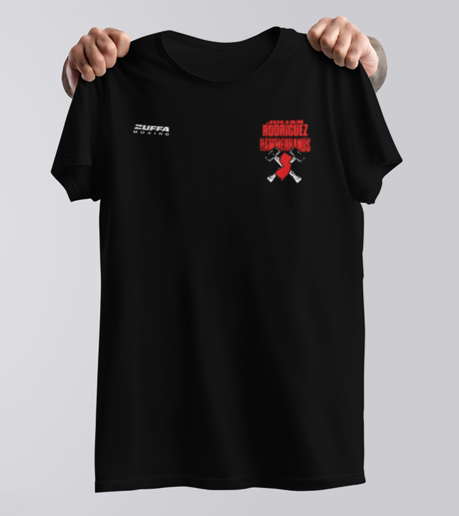Zuffa Boxing Julian Rodriguez Hammer Hands Red Gloves Crossed Hammers T-Shirt