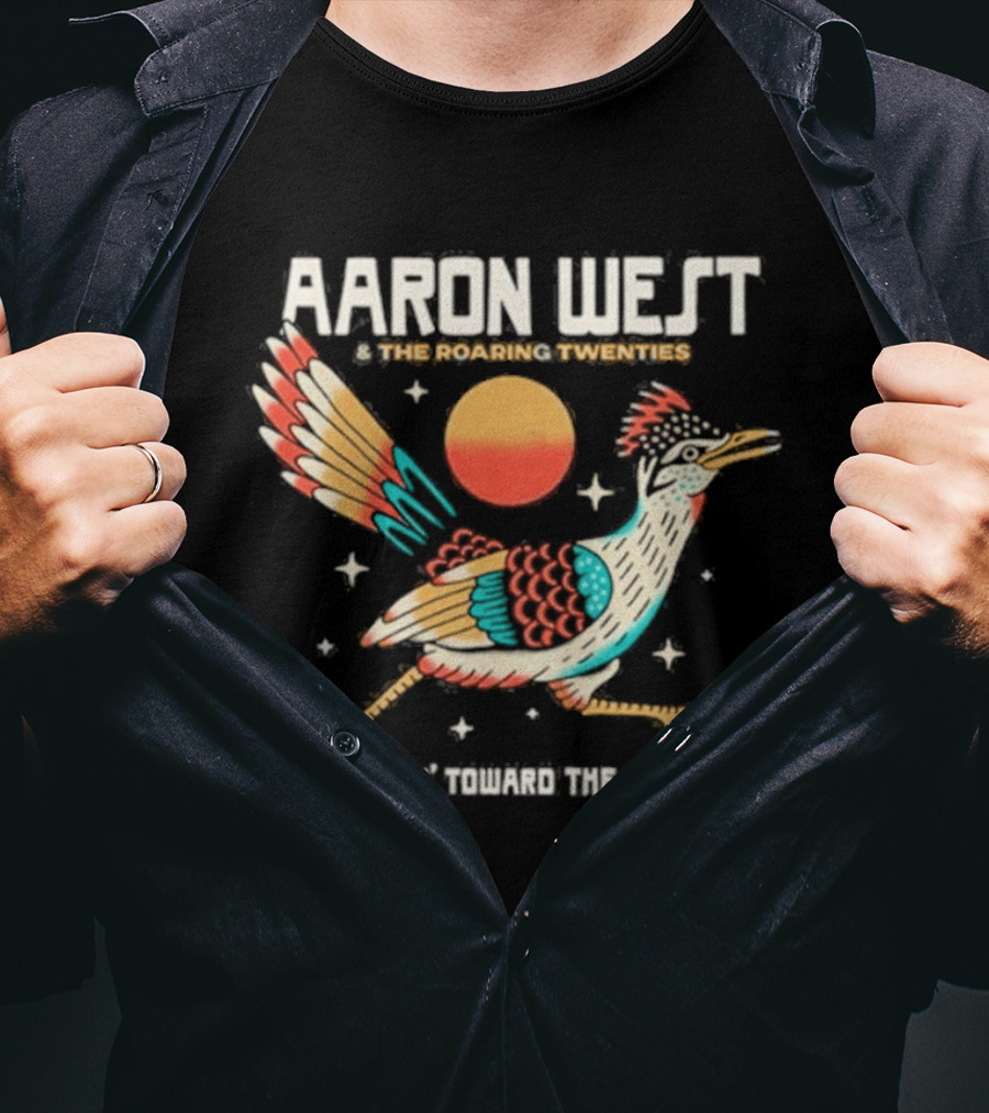 Aaron West & The Roaring Twenties Runnin' Toward The Light Colorful Bird And Orange Sun T-Shirt