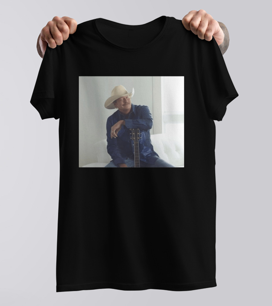 Alan Jackson I Want To Stroll Over Heaven With You White Hat Blue Guitar T-Shirt