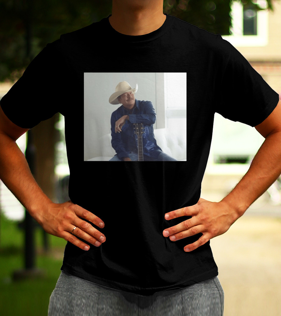 Alan Jackson I Want To Stroll Over Heaven With You White Hat Blue Guitar T-Shirt