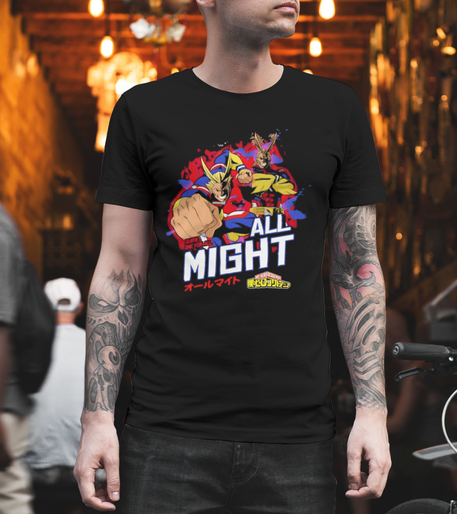 All Might My Hero Academia Anime Hero Iconic Character Art Quirk One For All T-Shirt