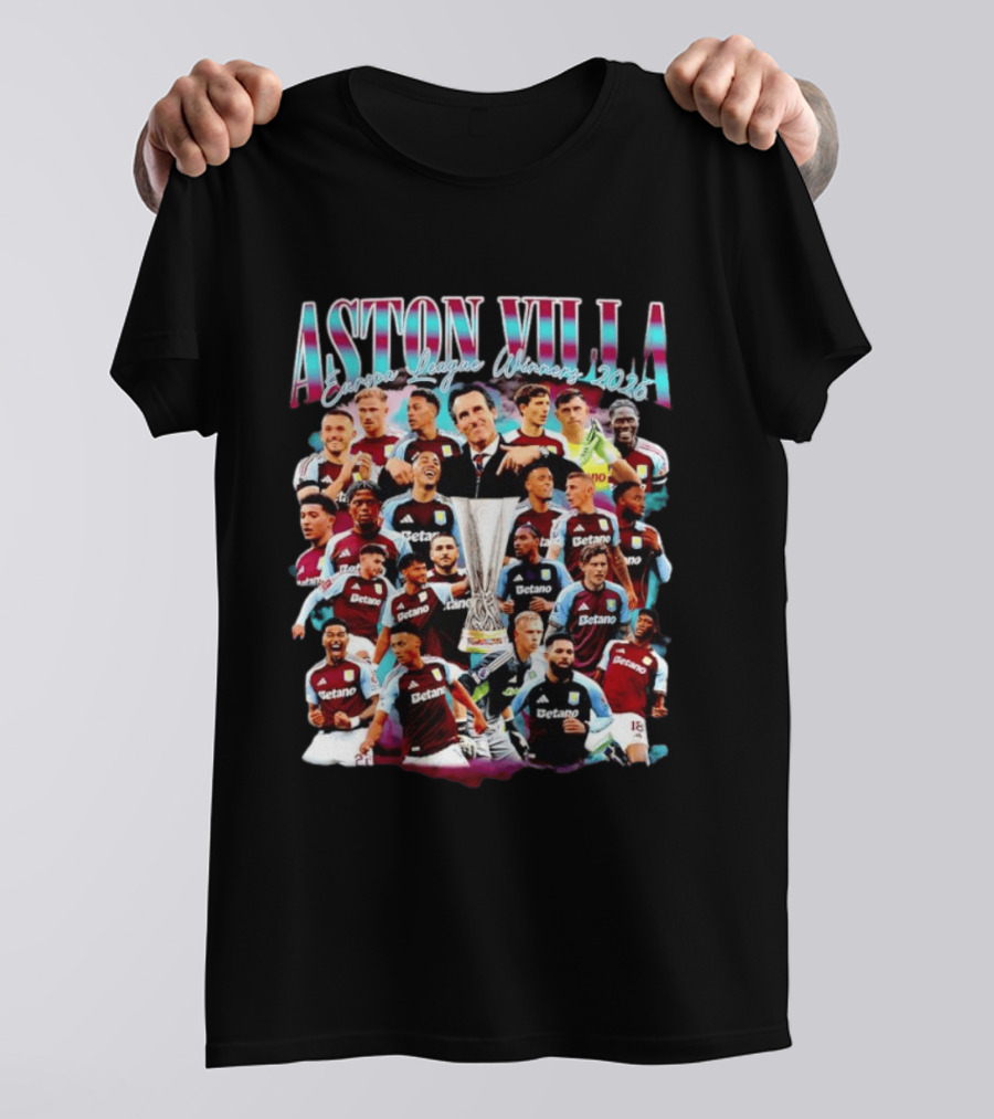Aston Villa Europa League Winners 2026 Collage T-Shirt