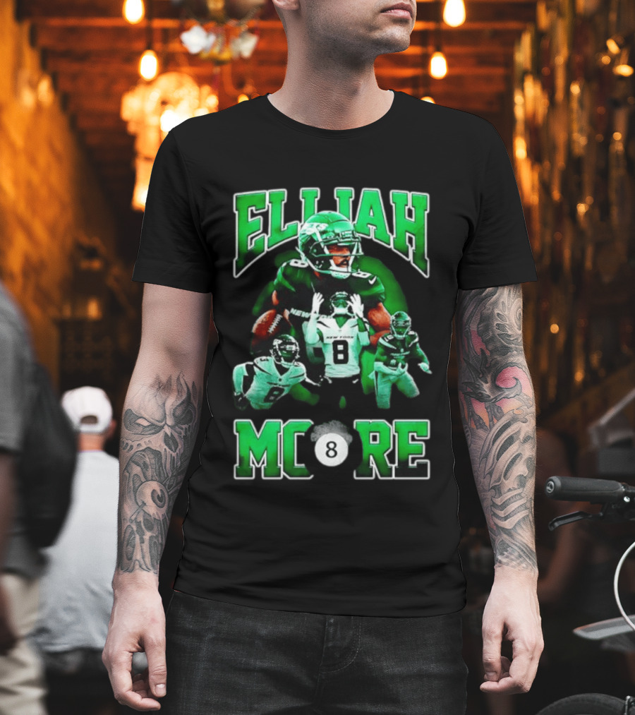 Elijah Moore New York Jets Number 8 NFL Team Player T-Shirt