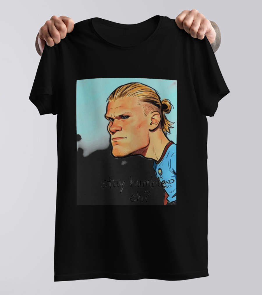 Erling Haaland Cartoon Manchester City Stay Humble Eh T-Shirt