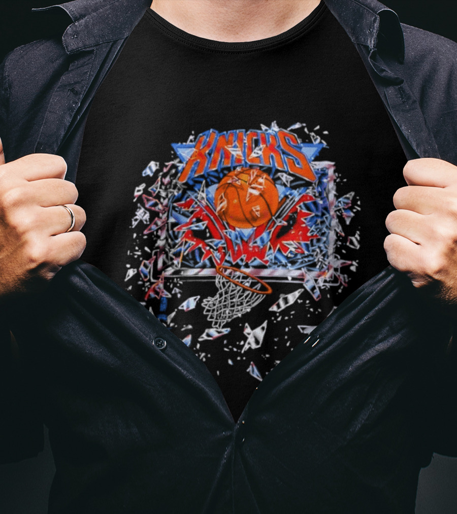 New York Knicks Basketball Backboard Shatter Explosive Glass Impact T-Shirt