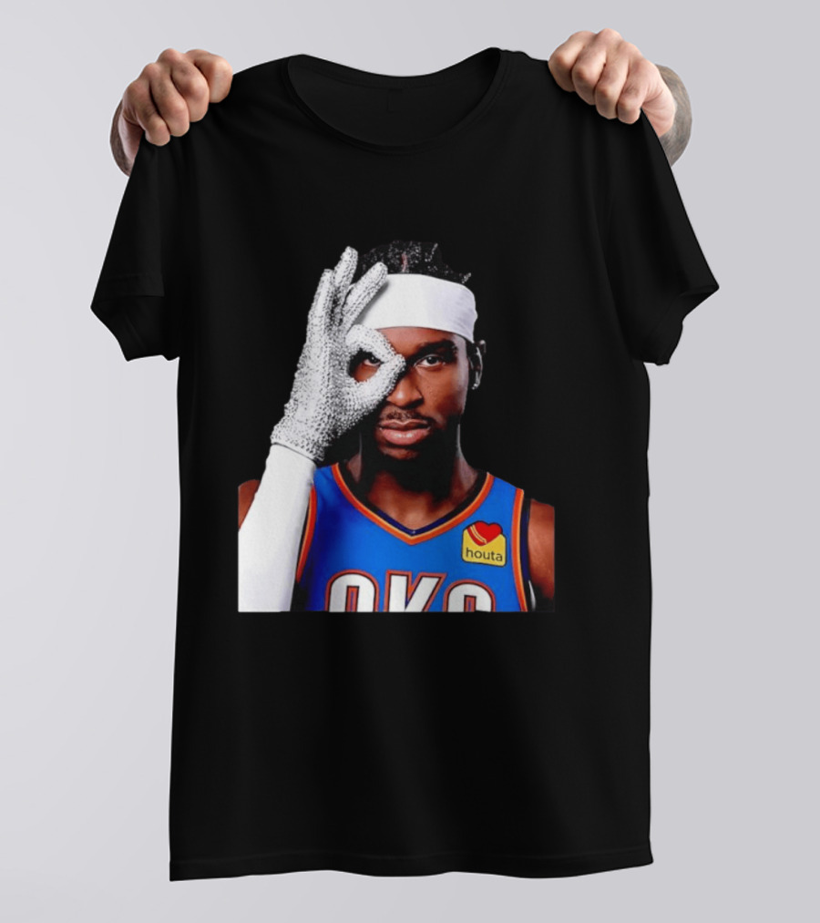 Shai Gilgeous Alexander Oklahoma City Thunder Clutch Player Of The Year 2026 Glitter Gloves Houta OKC T-Shirt