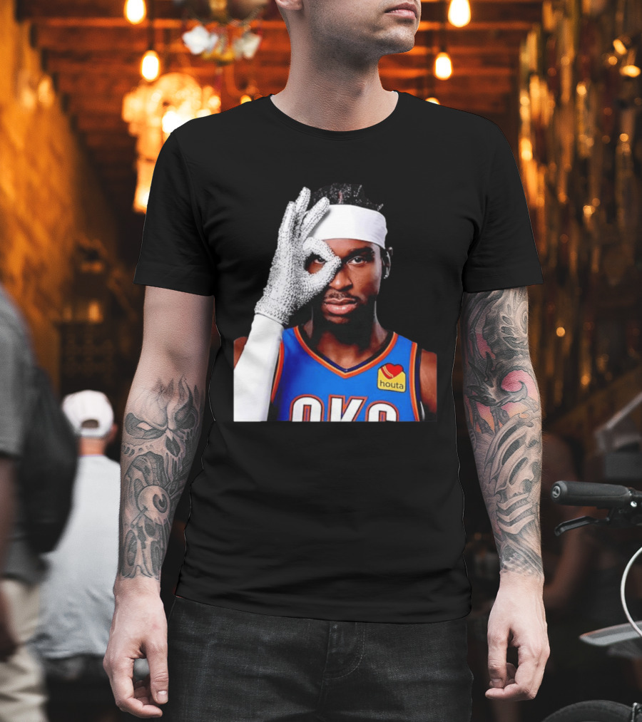 Shai Gilgeous Alexander Oklahoma City Thunder Clutch Player Of The Year 2026 Glitter Gloves Houta OKC T-Shirt