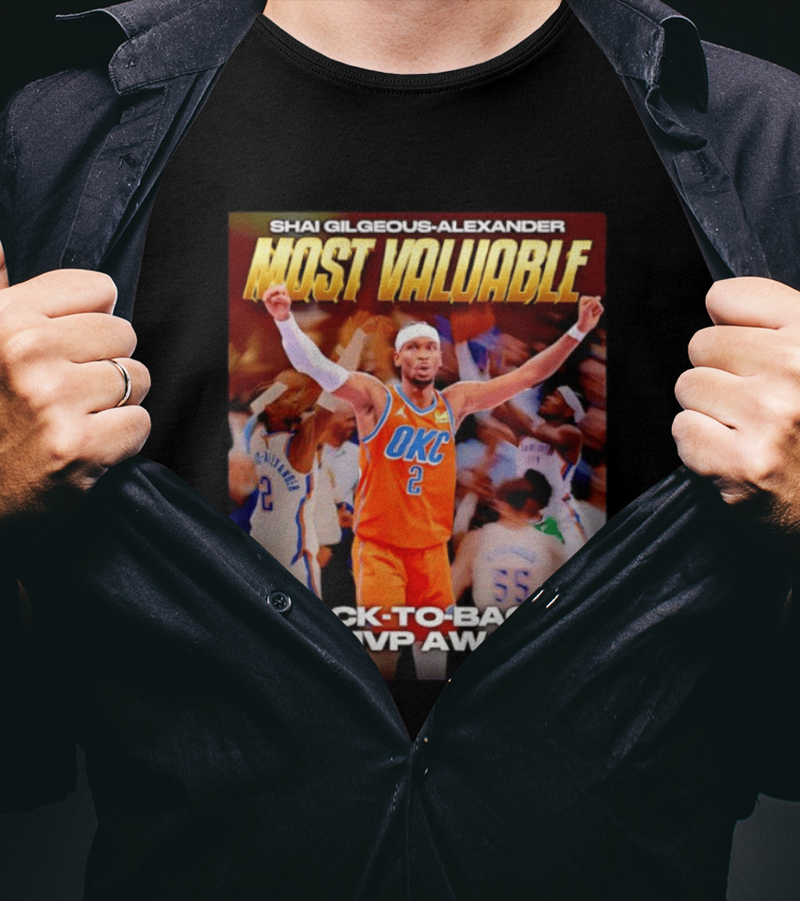 Shai Gilgeous Alexander Oklahoma City Thunder Most Valuable Back To Back NBA MVP Awards T-Shirt