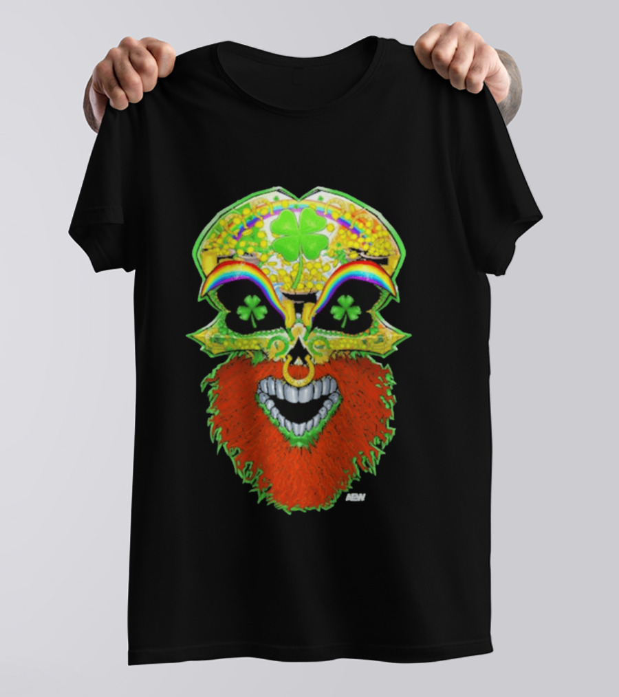 Tommaso Ciampa Lucky Psycho AEW Skull Four Leaf Clover Rainbow T-Shirt
