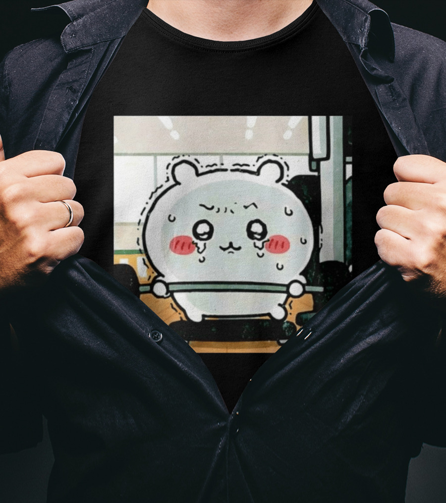 Chiikawa Usagi Exercising Gym Scene Cute Cartoon Character Training T-Shirt